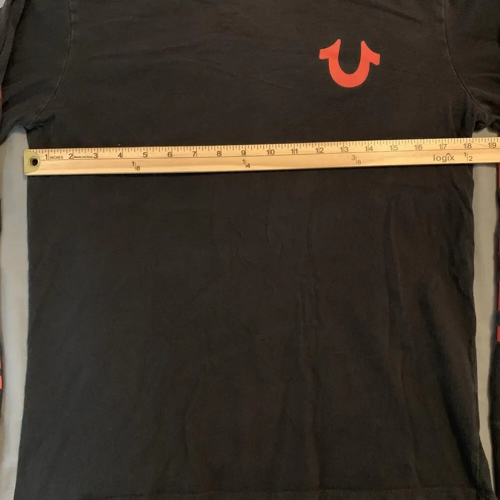 True Religion‎ Shirt Mens Small Black Long Sleeve True RLGN Logo Buddha Graphic